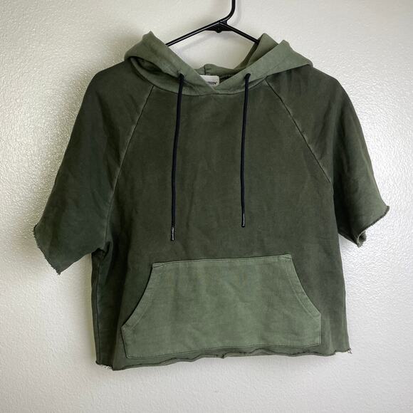 Cotton Citizen Hoodie Sweatshirt Small Green Pullover French Terry Short Sleeve - Picture 3 of 9